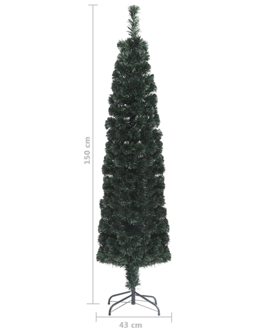 imagem de vidaXL Árvore de Natal artificial fina c/ suporte 150 cm fibra ótica9