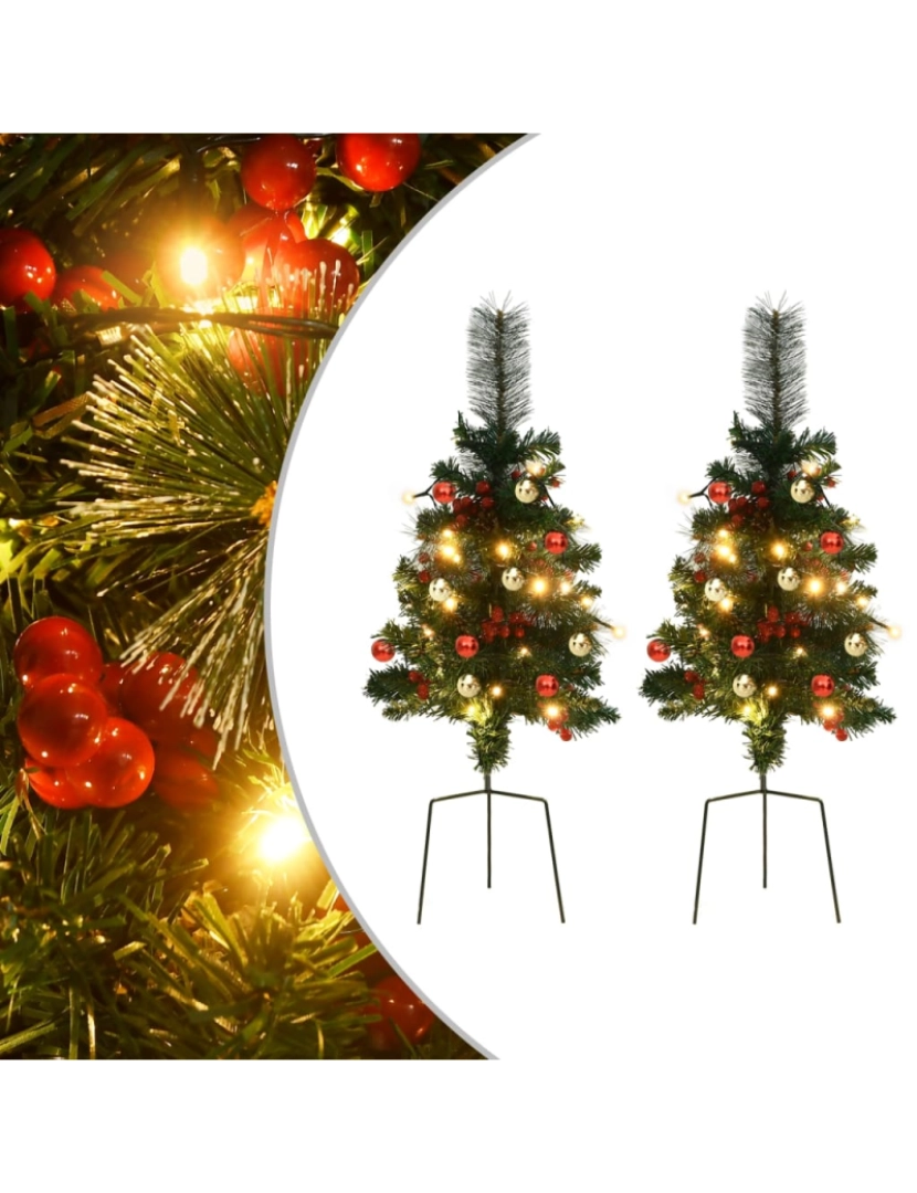 imagem de vidaXL Árvore de Natal artificial de exterior pré-iluminada 2 pcs PVC1