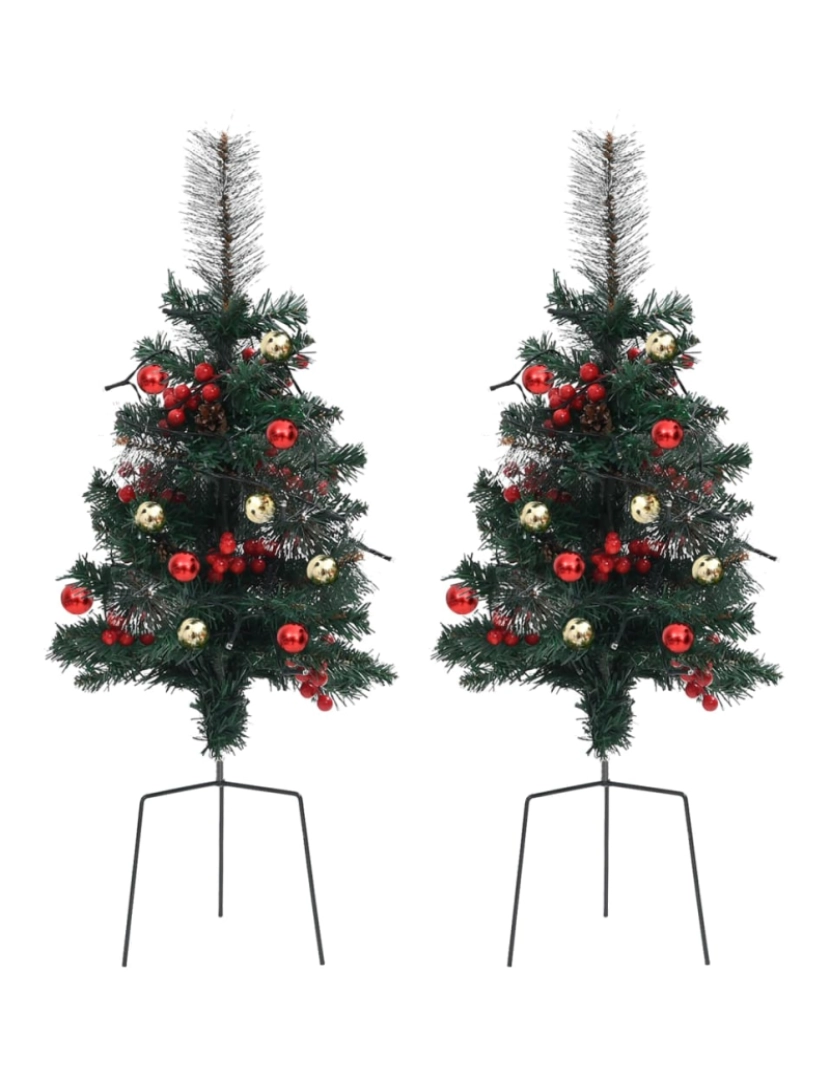 imagem de vidaXL Árvore de Natal artificial de exterior pré-iluminada 2 pcs PVC3