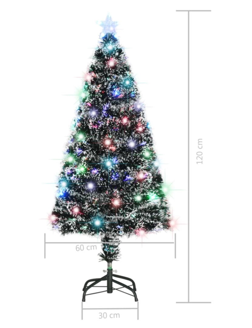 imagem de vidaXL Árvore de Natal pré-iluminada c/ suporte 120 cm fibra ótica9