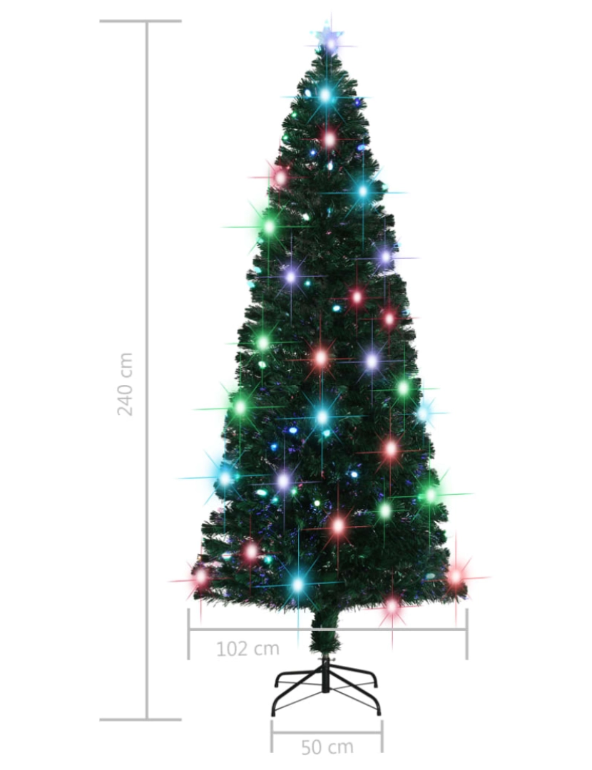 imagem de vidaXL Árvore de Natal pré-iluminada c/ suporte 240 cm fibra ótica10