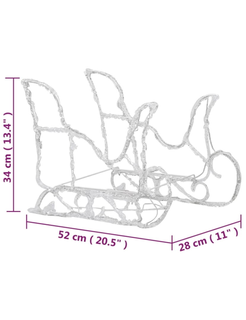 imagem de vidaXL Decoração de Natal renas/trenó 240 luzes LED acrílico11