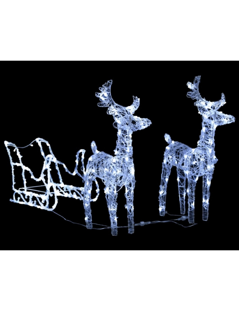 imagem de vidaXL Decoração de Natal renas/trenó 240 luzes LED acrílico4