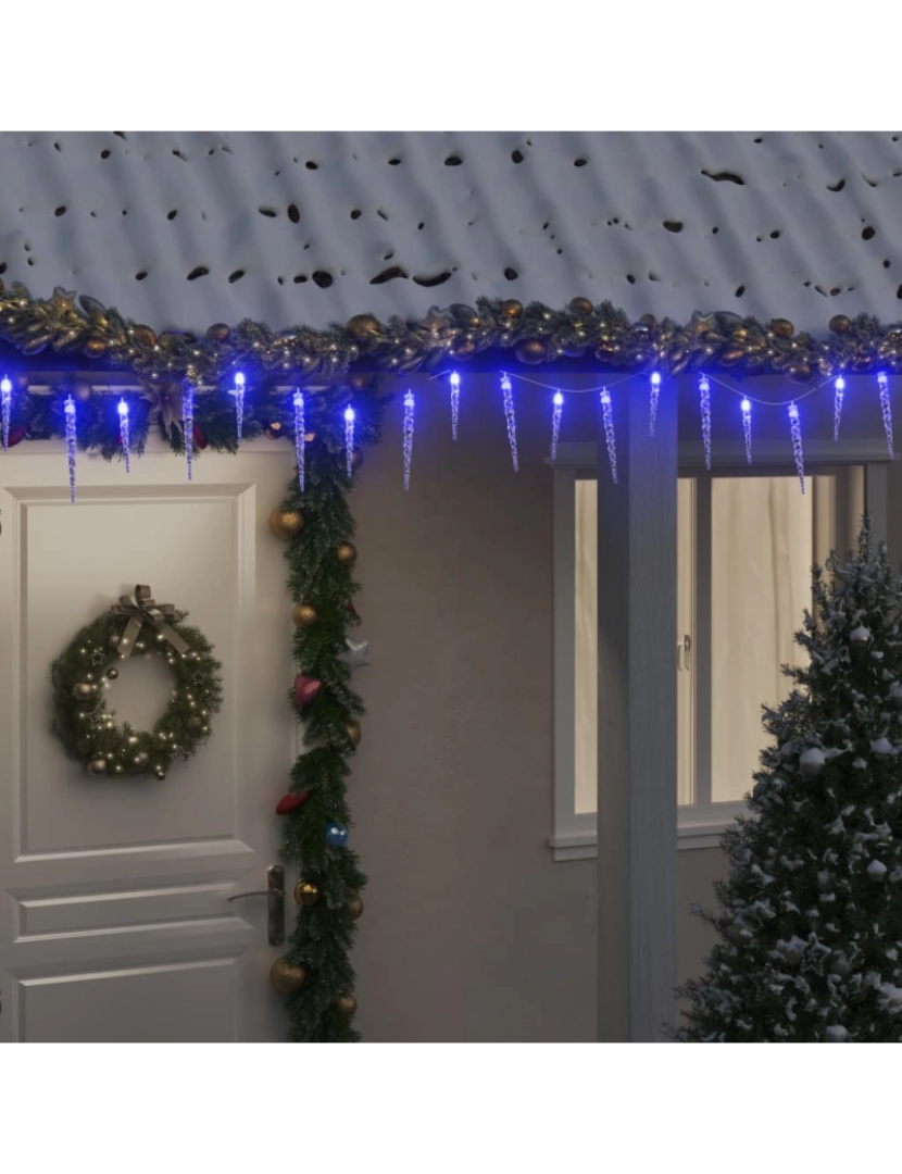 imagem de vidaXL Luz Natal em forma pingente gelo 100 pcs acrílico azul7