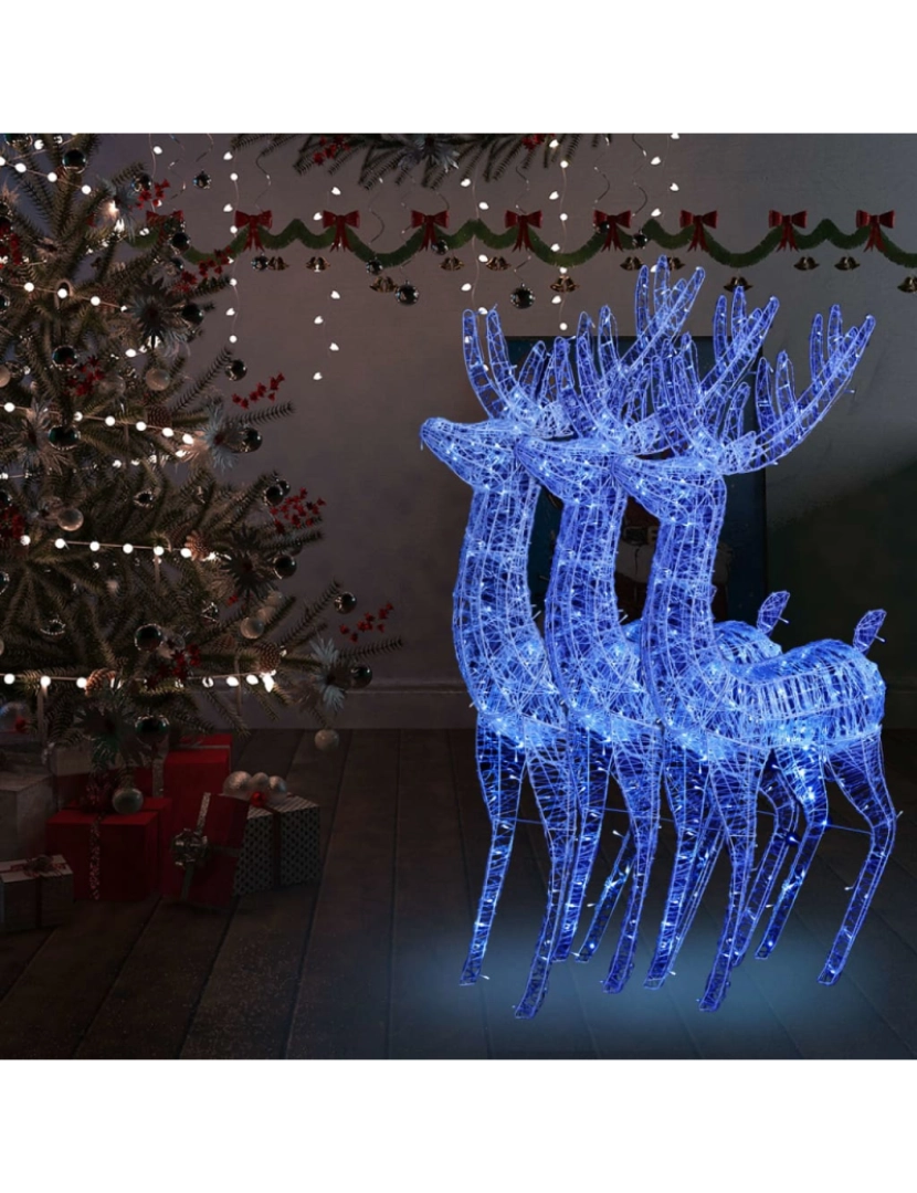 Vidaxl - vidaXL Renas de Natal XXL 3pcs 250 LEDs 180 cm acrílico azul