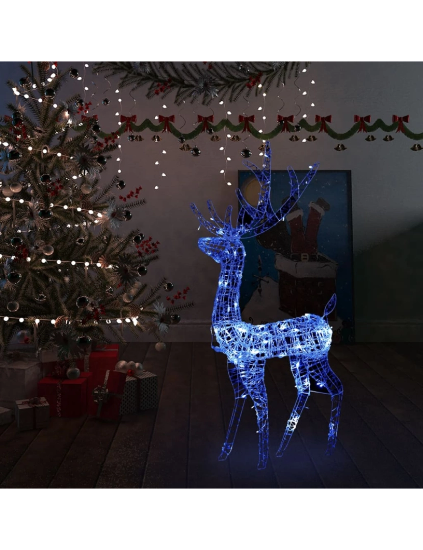 imagem de vidaXL Rena decorativa de Natal 140 LEDs 120 cm acrílico azul1