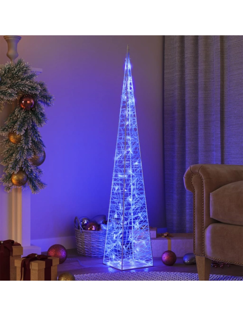 imagem de vidaXL Cone de iluminação decorat. c/ LEDs azuis acrílico 120 cm1