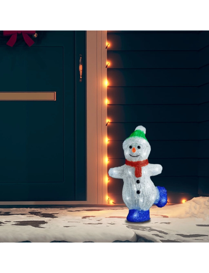 imagem de vidaXL Boneco de neve acrílico c/ luzes LED interior e exterior 30 cm1