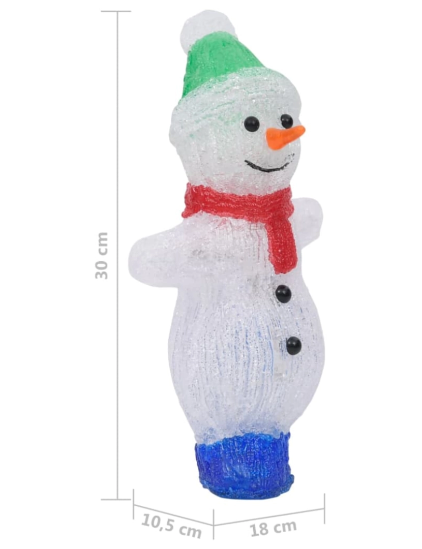 imagem de vidaXL Boneco de neve acrílico c/ luzes LED interior e exterior 30 cm10