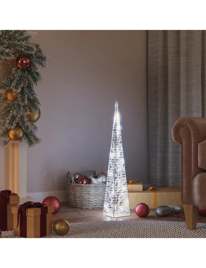 imagem de vidaXL Cone de iluminação decorativo c/ LEDs acrílico 60cm branco frio1