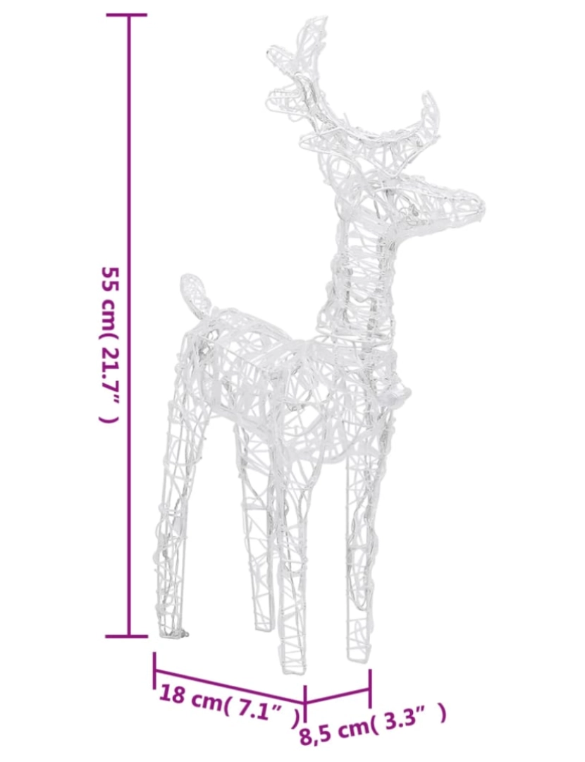 imagem de vidaXL Renas de Natal 2 pcs 80 luzes LED acrílico branco frio8