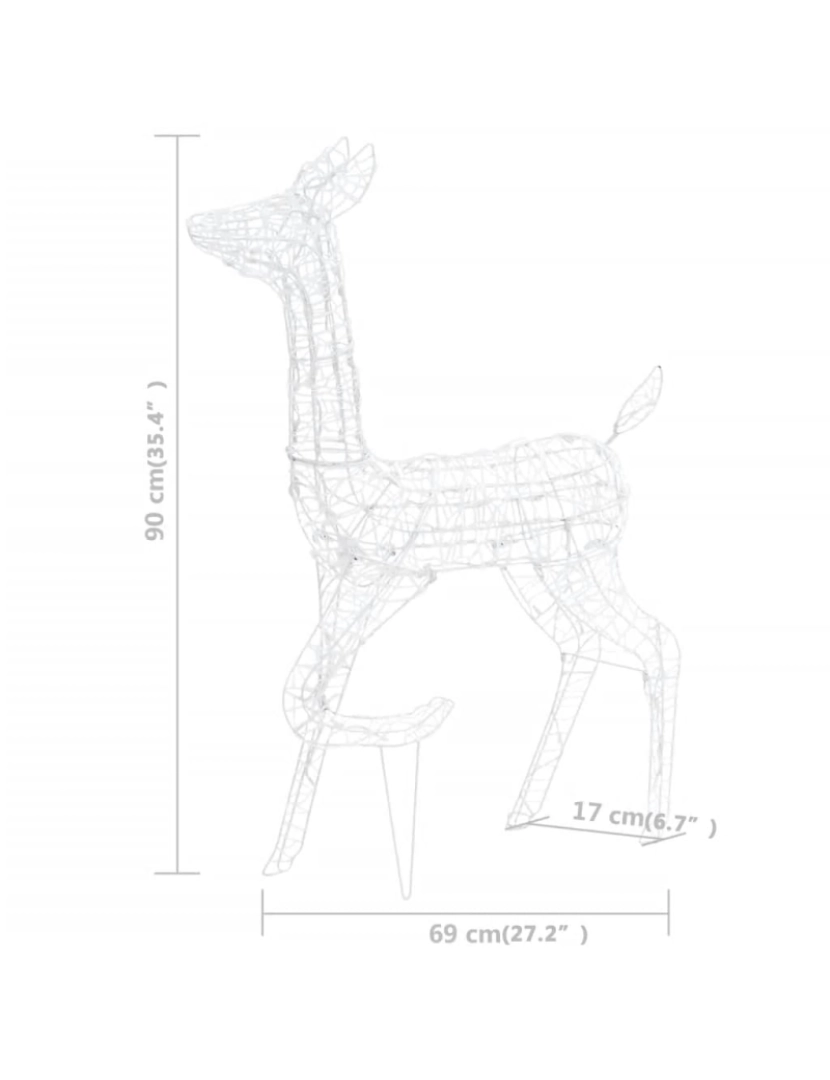 imagem de vidaXL Família de renas decorativa 160 luzes LED acrílico branco frio11