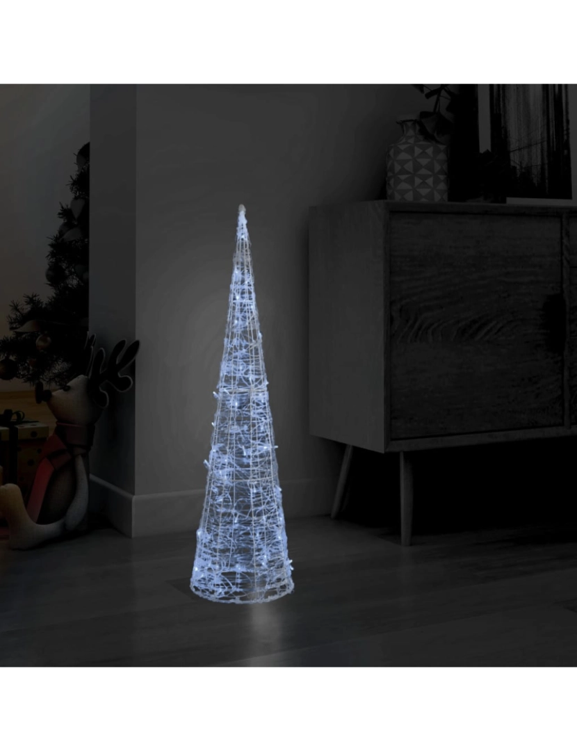 imagem de vidaXL Pirâmide iluminação decorativa LEDs acrílico 90 cm branco frio1