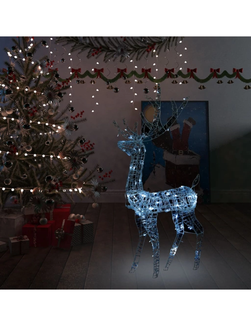 imagem de vidaXL Rena decorativa de Natal 140 LEDs 120 cm acrílico branco frio1