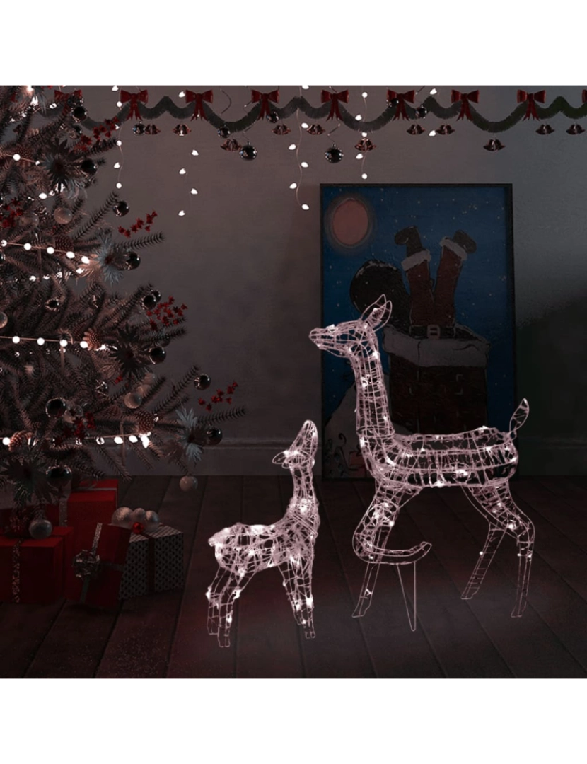 imagem de vidaXL Família de renas decorativa 160 LEDs acrílico branco quente1