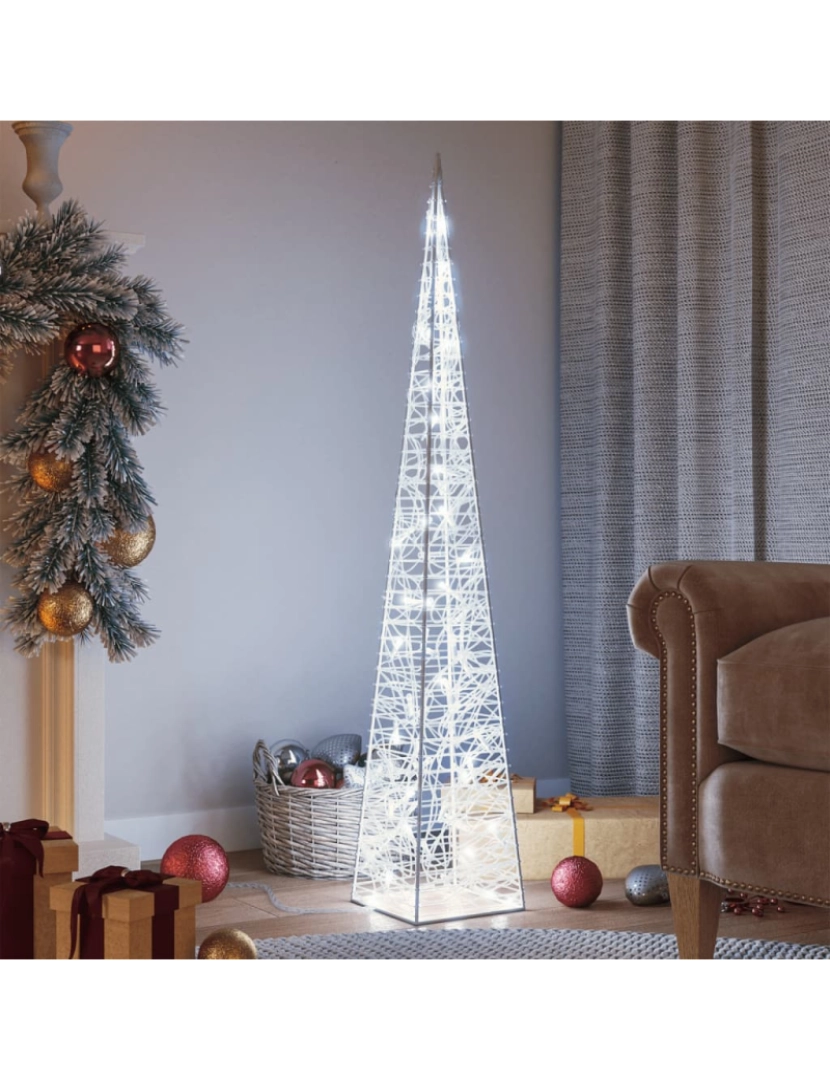 imagem de vidaXL Cone de iluminação decorat. c/ LEDs acrílico 120 cm branco frio1