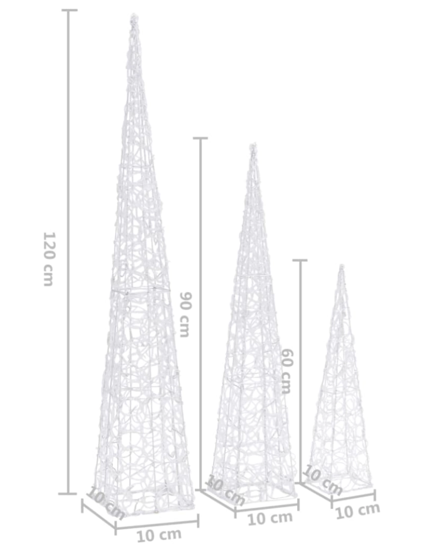 imagem de vidaXL Conj. cones iluminação dec. + LED multicor acrílico 60/90/120cm9