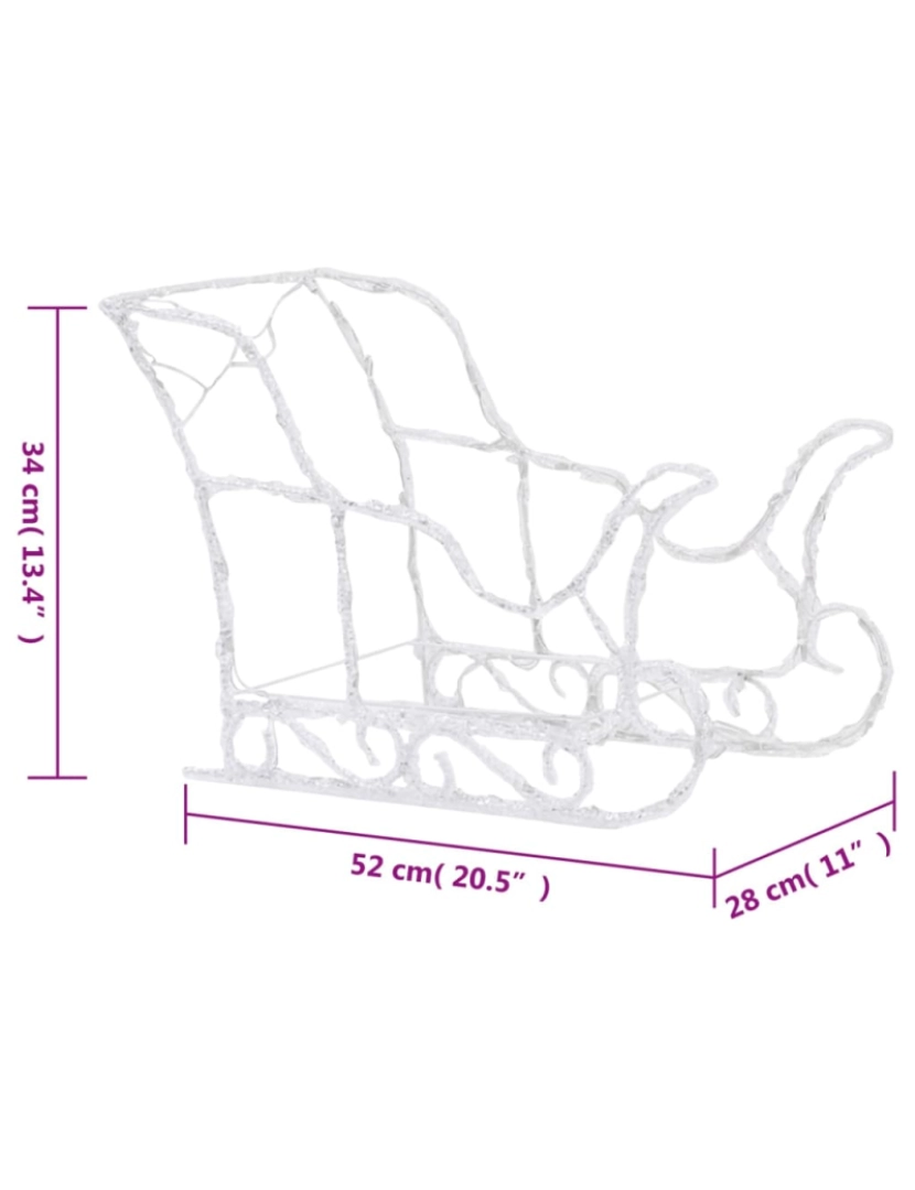 imagem de vidaXL Decoração de Natal renas/trenó 160 luzes LED 130 cm acrílico9
