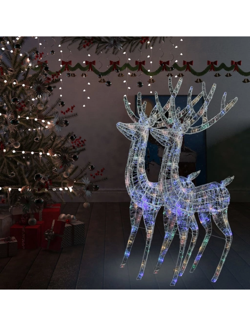 imagem de vidaXL Renas de Natal XXL 2pcs 250 LEDs 180 cm acrílico multicolorido1