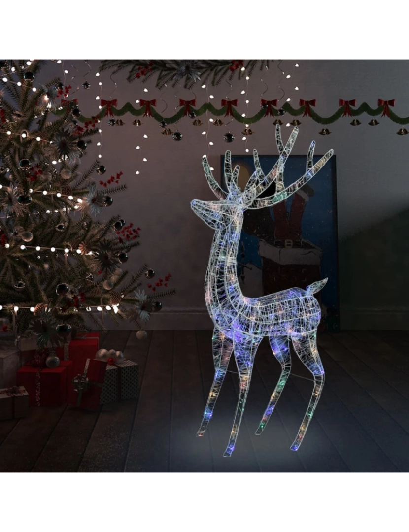 imagem de vidaXL Rena de Natal XXL 250 luzes LED coloridas 180 cm acrílico1