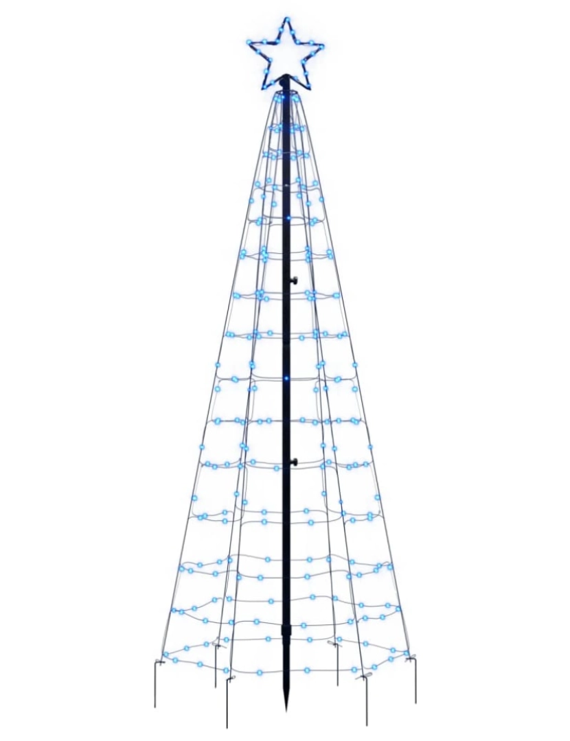 imagem de vidaXL Iluminação p/ árvore de Natal c/ estacas 220 LEDs 180 cm azul5