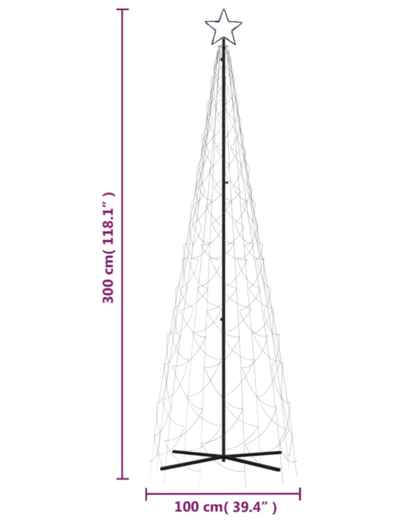 imagem de vidaXL Árvore de Natal em cone 500 luzes LED 100x300 cm azul11