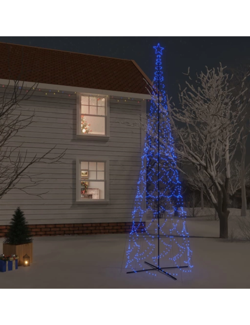 imagem de vidaXL Árvore de Natal em cone 3000 luzes LED 230x800 cm azul1