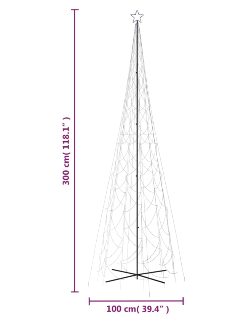 imagem de vidaXL Árvore de Natal em cone 3000 luzes LED 230x800 cm azul11