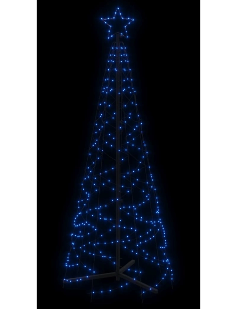 imagem de vidaXL Árvore de Natal em cone 200 luzes LED 70x180 cm azul5