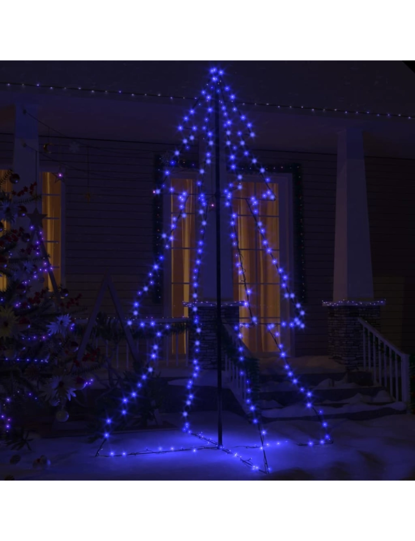 imagem de vidaXL Árvore de Natal em cone 240 LEDs 118x180 cm interior e exterior4