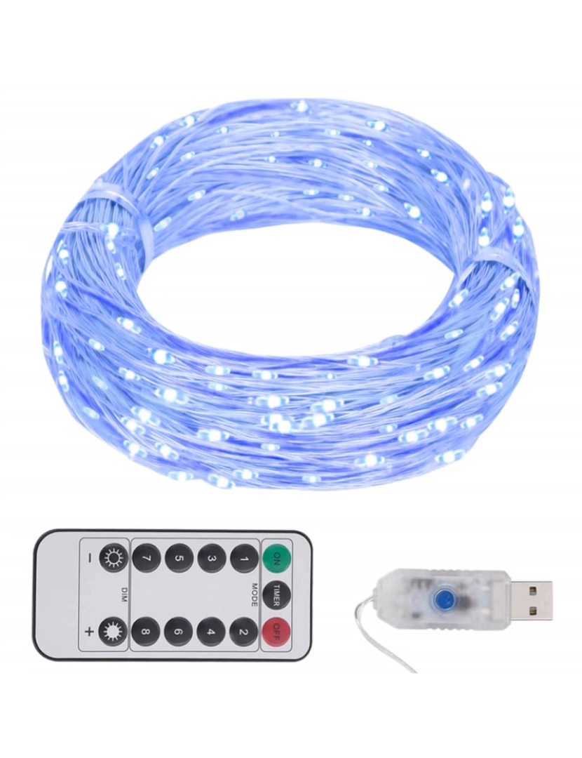 imagem de vidaXL Cordão de luzes com 150 LED 15 m azul1