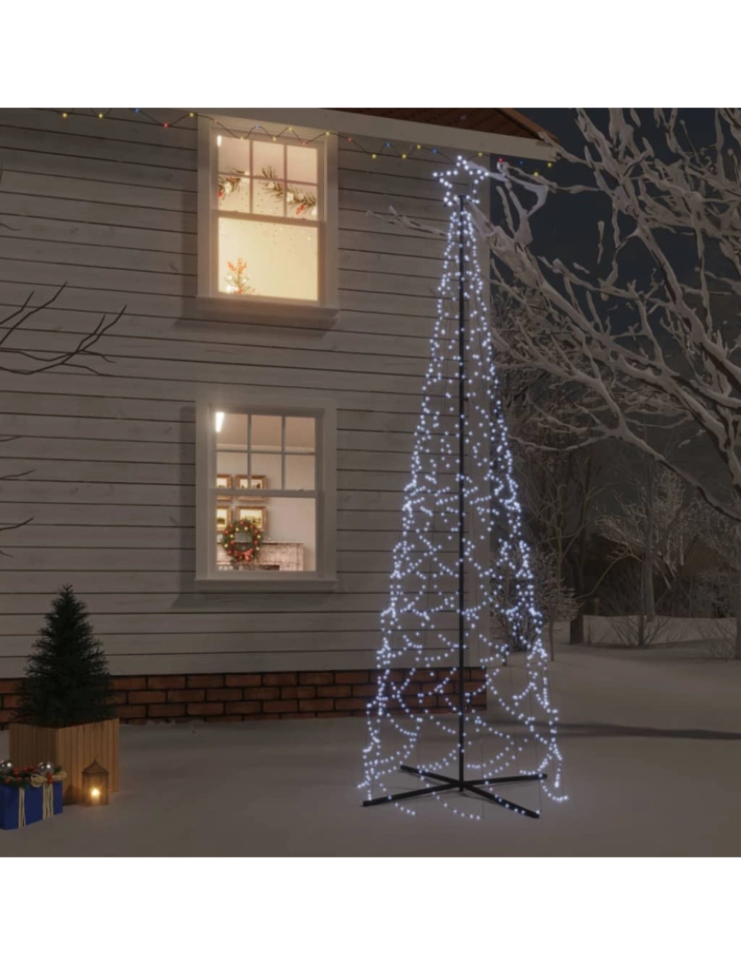 imagem de vidaXL Árvore de Natal em cone 500 luzes LED 100x300 cm branco frio1