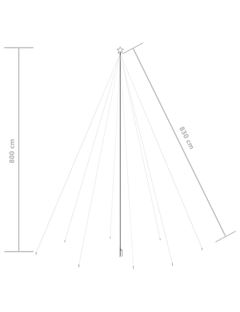 imagem de vidaXL Iluminação p/ árvore de Natal int/ext 1300 LEDs 8 m branco frio9