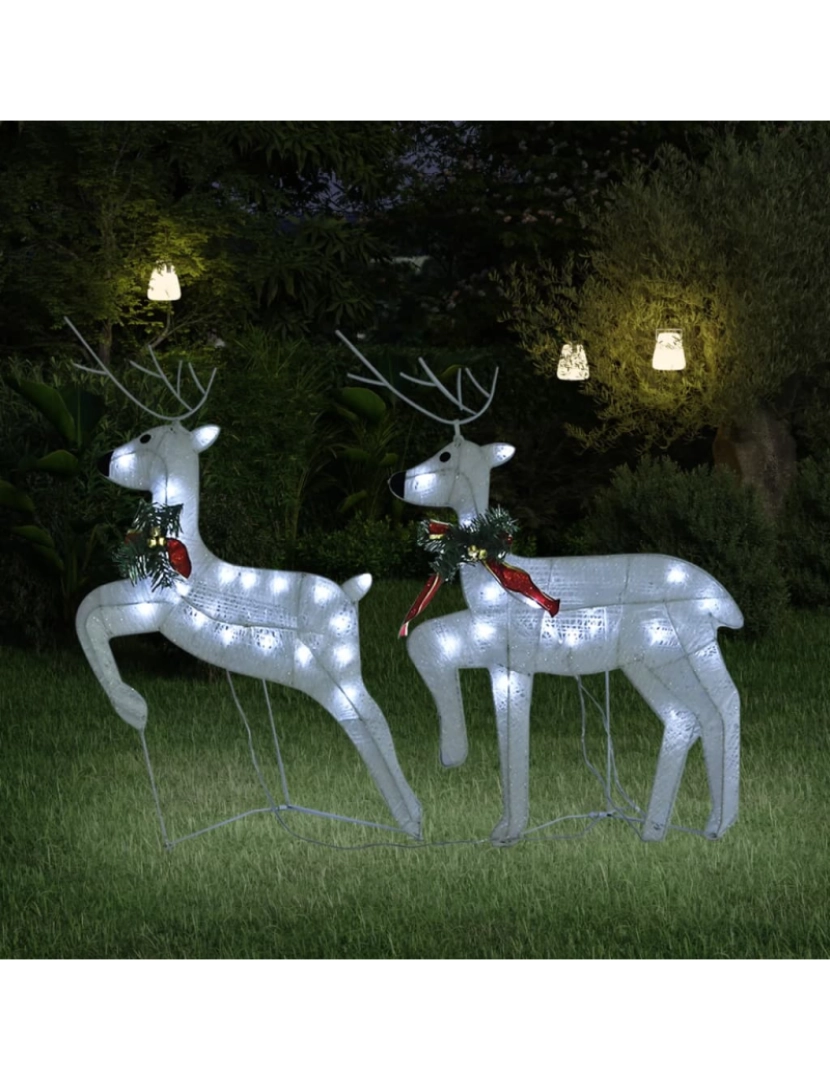 imagem de vidaXL Renas de Natal 2 pcs 40 LEDs branco1