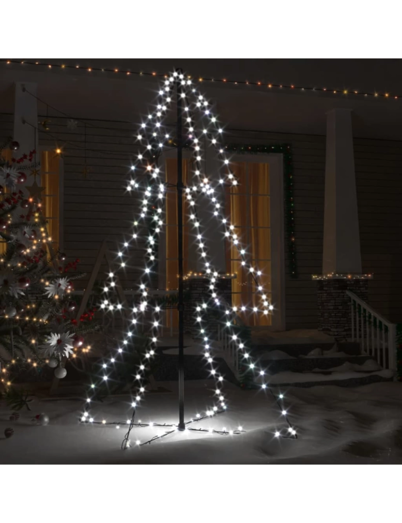 imagem de vidaXL Árvore de Natal em cone 200 LEDs 98x150 cm interior e exterior4