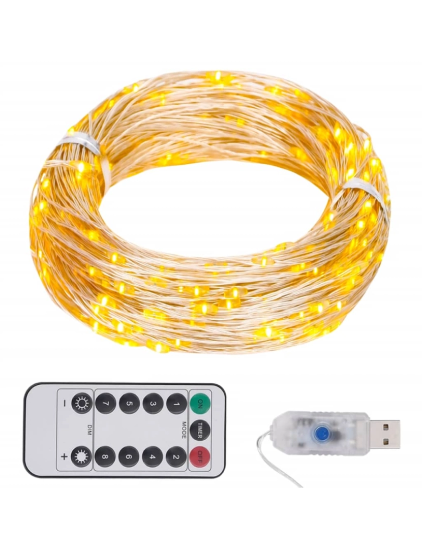 imagem de vidaXL Cordão de luzes com 150 LED 15 m branco quente1