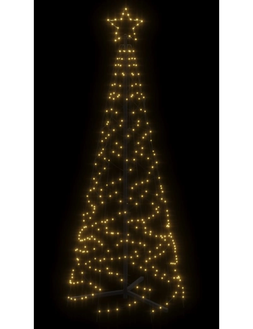 imagem de vidaXL Árvore de Natal em cone 200 luzes LED 70x180 cm branco quente5