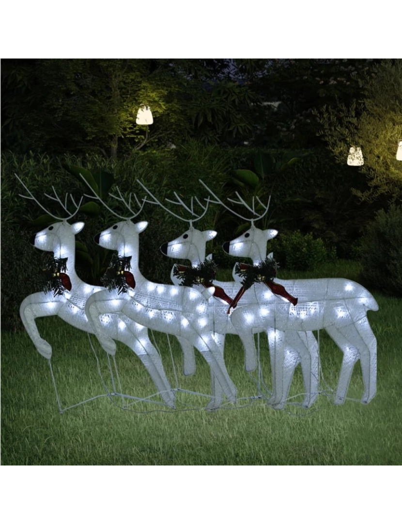 imagem de vidaXL Renas de Natal 4 pcs 80 luzes LED branco2