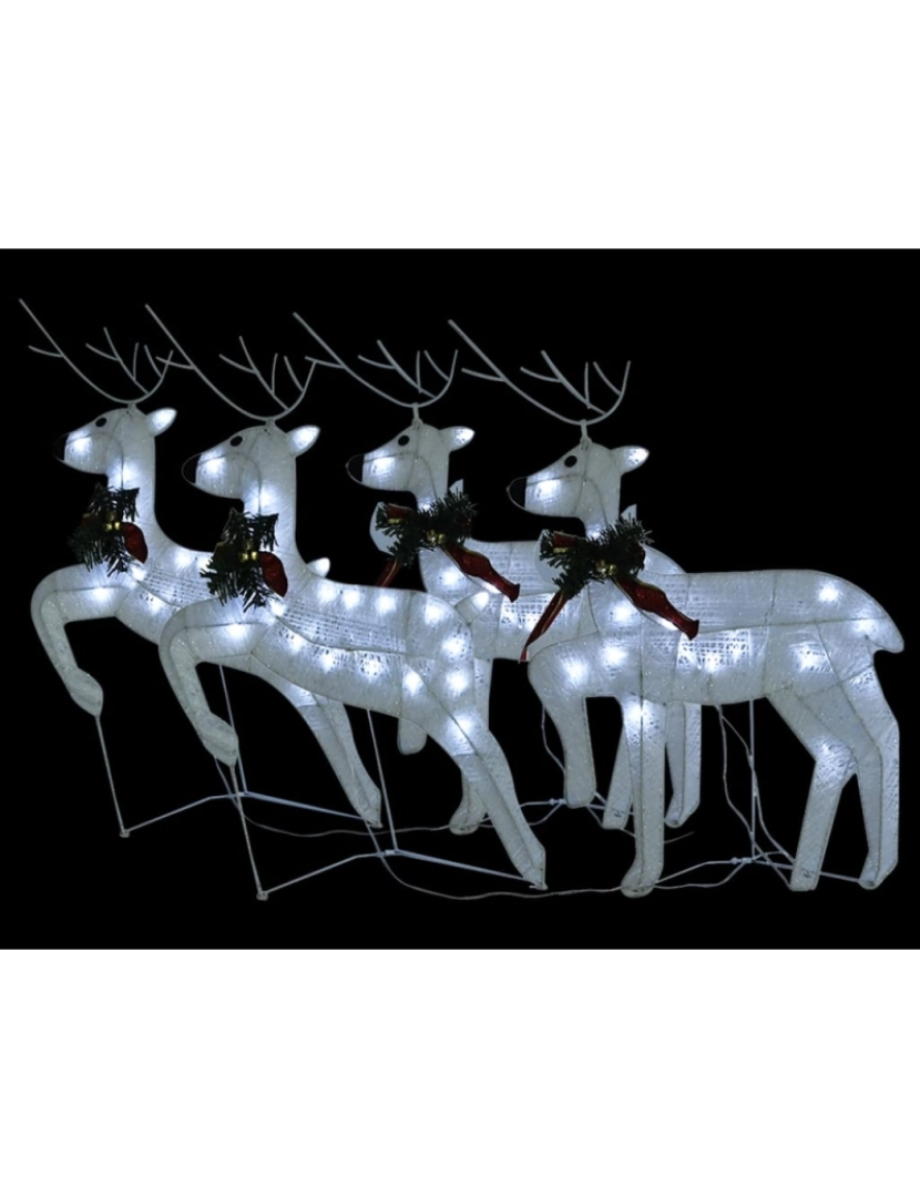 imagem de vidaXL Renas de Natal 4 pcs 80 luzes LED branco4