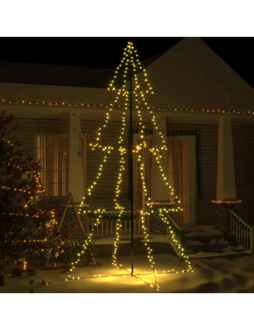 imagem de vidaXL Árvore de Natal em cone 360 LEDs 143x250 cm interior e exterior2