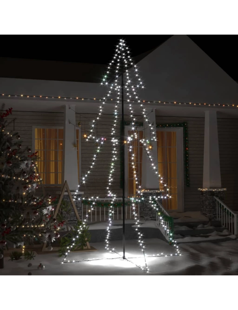 imagem de vidaXL Árvore de Natal em cone 360 LEDs 143x250 cm interior e exterior1