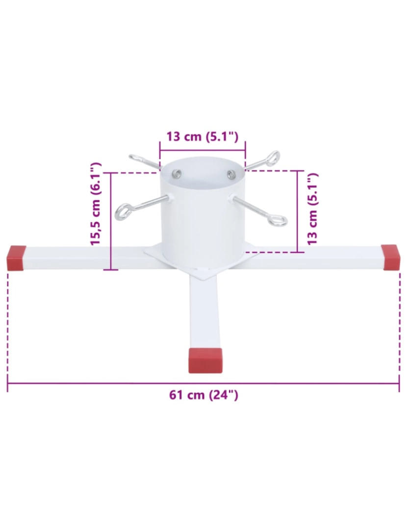 imagem de vidaXL Suporte para árvore de Natal 61x61x15,5 cm branco10