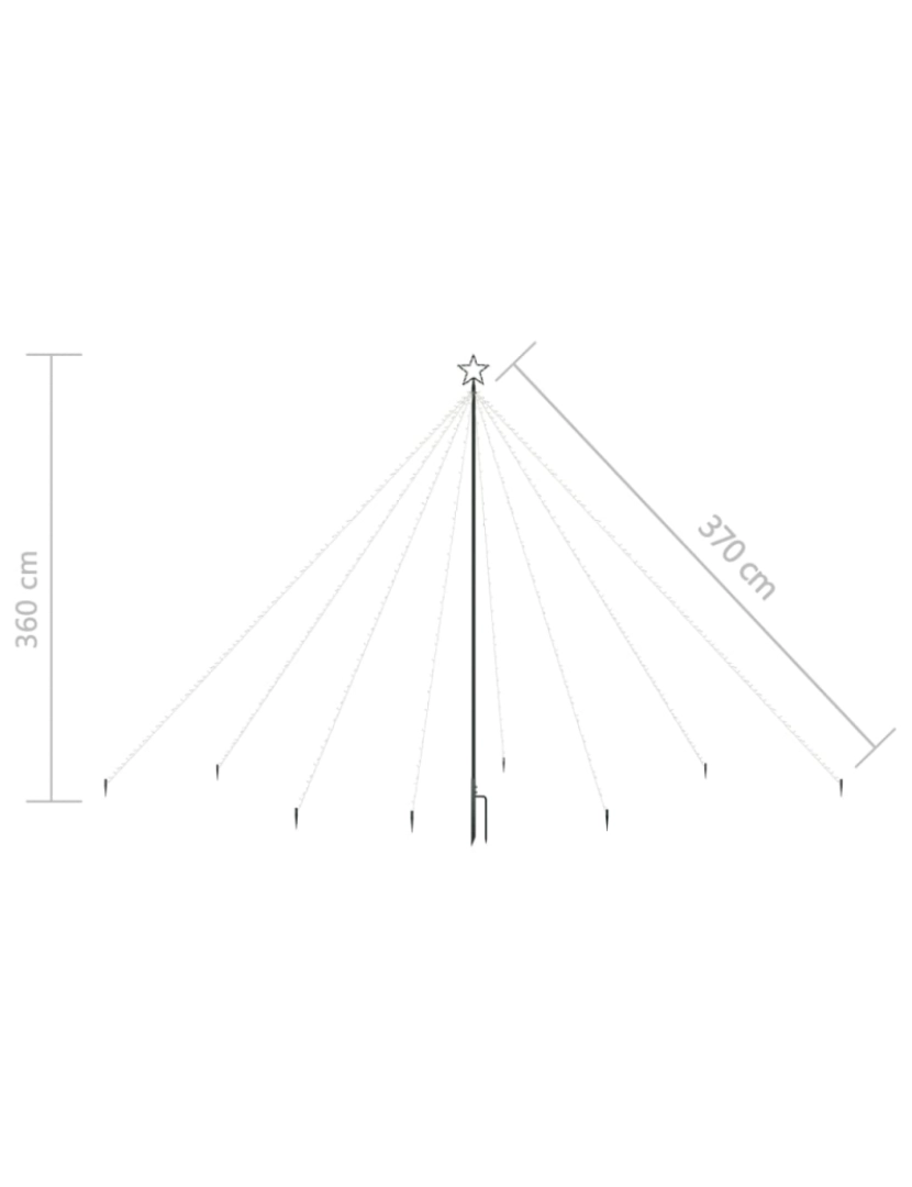 imagem de vidaXL Iluminação p/ árvore de Natal int/ext 576 LEDs 3,6m branco frio9