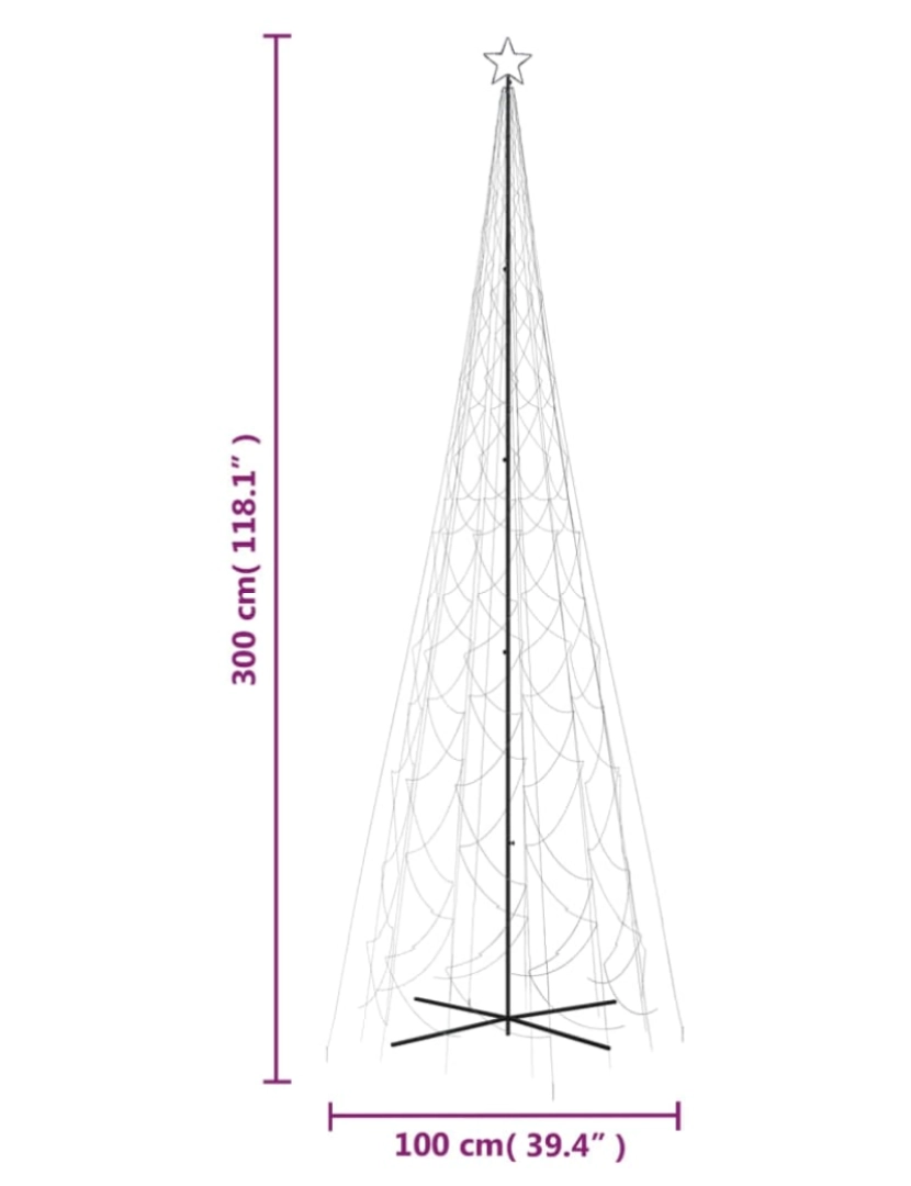 imagem de vidaXL Árvore de Natal em cone 3000 luzes LED 230x800 cm branco frio11