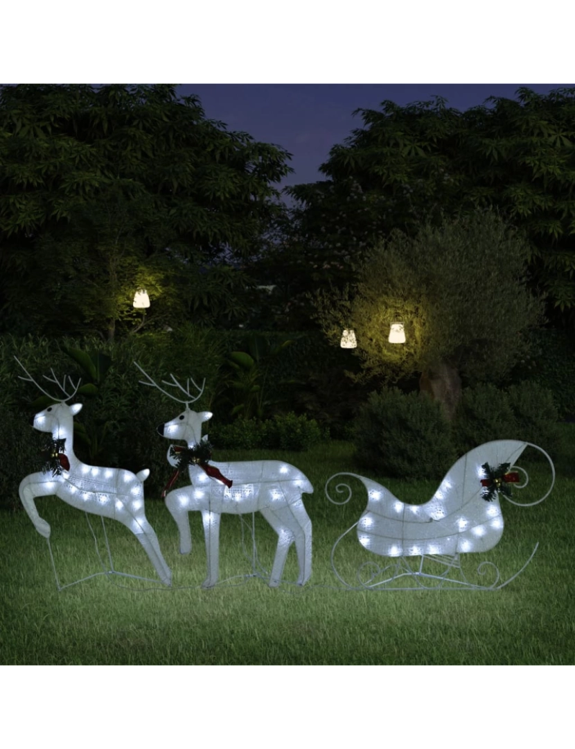 Vidaxl - vidaXL Decoração de Natal renas/trenó p/ exterior 60 luzes LED branco