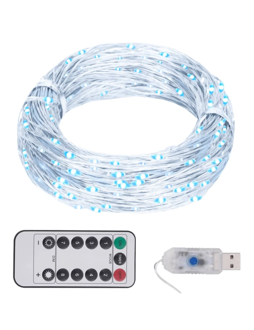 imagem de vidaXL Cordão de luzes com 150 LED 15 m branco frio1