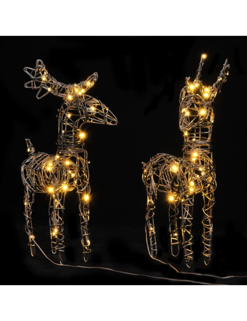 imagem de vidaXL Decorações renas de Natal 2 pcs 80 luzes LED vime branco quente3