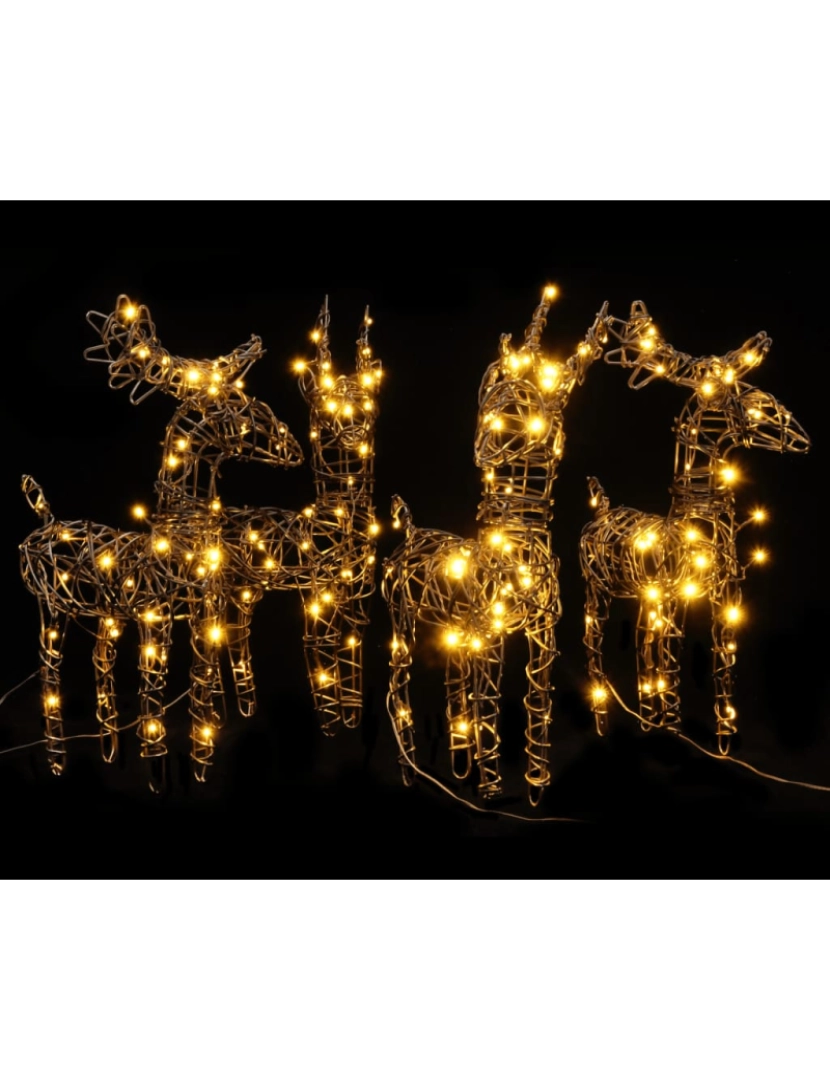 imagem de vidaXL Decorações renas de Natal 4pcs 160 luzes LED vime branco quente3