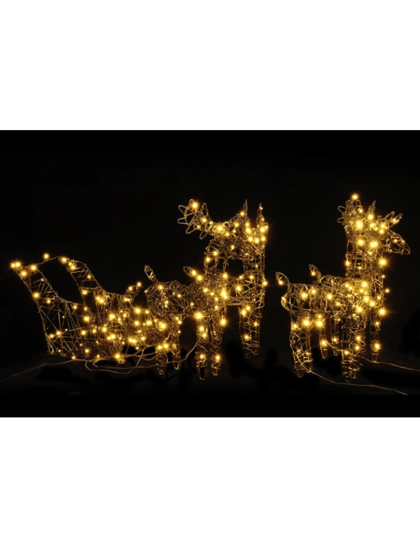 imagem de vidaXL Renas de Natal decorativas c/ trenó 240 LEDs vime branco quente3