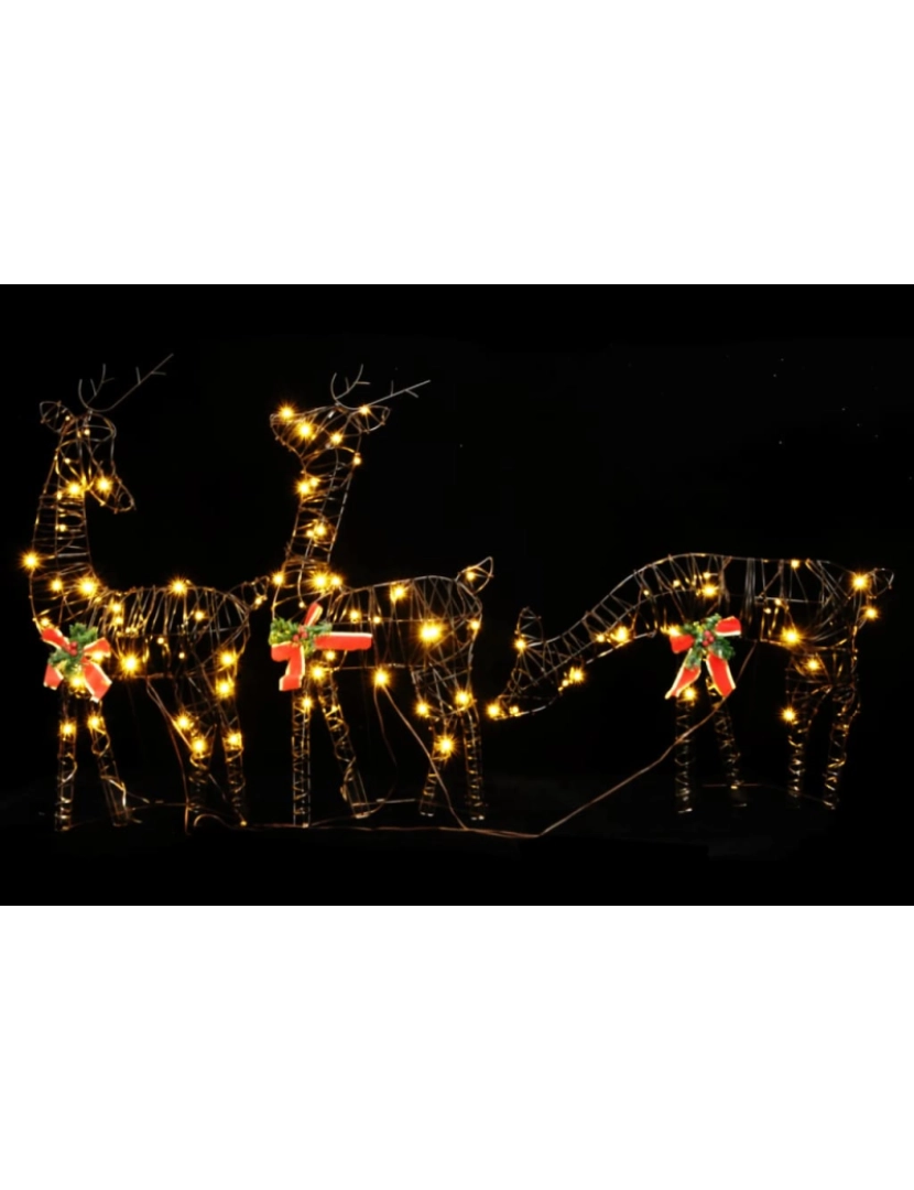 imagem de vidaXL Decoração família de renas de Natal 90 LEDs vime branco quente3